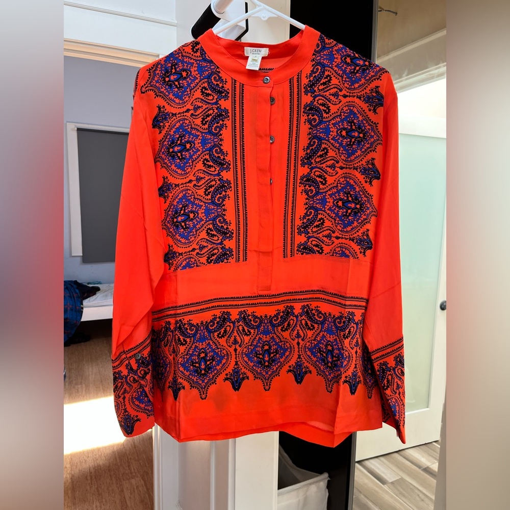 J crew silk blouse orange New without tags